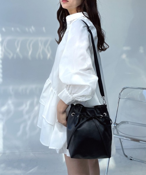 AS KNOW AS plus（アズノゥアズプラス）の「●袖アレンジ可能 デザインフリルチュニックワンピ―ス（ワンピース・レディース・ブラック/オフホワイト/サックスブルー/ブルー系その他/ブラック系その他・FREE）」の15枚目の写真