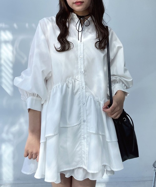 AS KNOW AS plus（アズノゥアズプラス）の「●袖アレンジ可能 デザインフリルチュニックワンピ―ス（ワンピース・レディース・ブラック/オフホワイト/サックスブルー/ブルー系その他/ブラック系その他・FREE）」の14枚目の写真