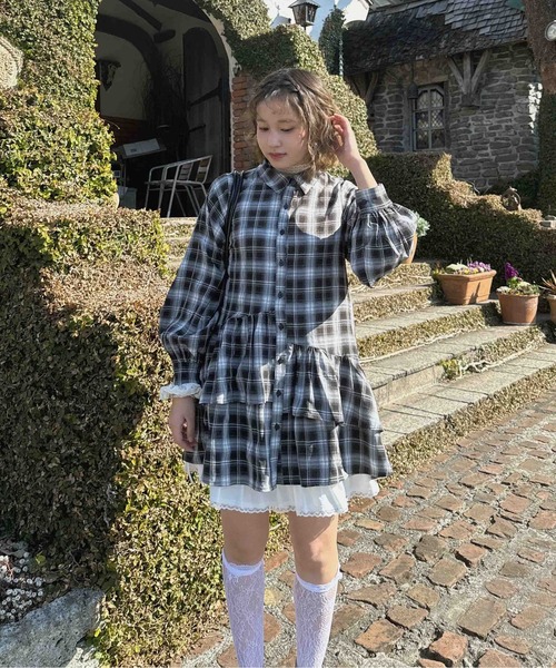 セール】○デザインフリルチュニックワンピ―ス 袖アレンジ可能
