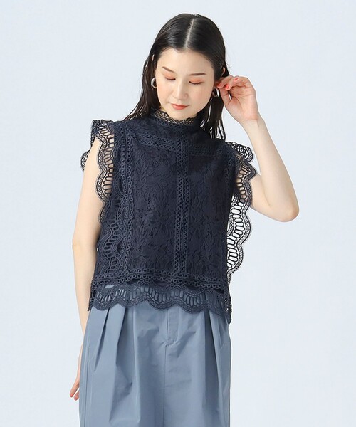 tシャツ マルチレース ハイネック プルオーバー レディース BEAMS HEART tシャツ マルチレース ハイネック プルオーバー