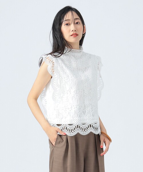 tシャツ マルチレース ハイネック プルオーバー レディース BEAMS HEART tシャツ マルチレース ハイネック プルオーバー