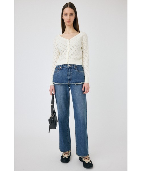 MOUSSY（マウジー）の「EYELET ニット カーディガン（カーディガン/ボレロ・レディース・オフホワイト/レッド/ダークネイビー・FREE）」の9枚目の写真