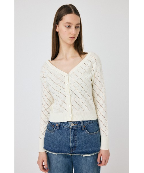 MOUSSY（マウジー）の「EYELET ニット カーディガン（カーディガン/ボレロ・レディース・オフホワイト/レッド/ダークネイビー・FREE）」の12枚目の写真