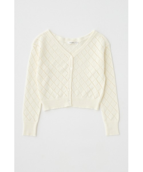 MOUSSY（マウジー）の「EYELET ニット カーディガン（カーディガン/ボレロ・レディース・オフホワイト/レッド/ダークネイビー・FREE）」の14枚目の写真