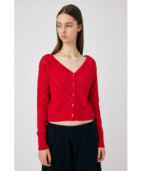 MOUSSY（マウジー）の「EYELET ニット カーディガン（カーディガン/ボレロ・レディース・オフホワイト/レッド/ダークネイビー・FREE）」の15枚目の写真