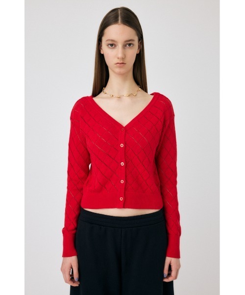 MOUSSY（マウジー）の「EYELET ニット カーディガン（カーディガン/ボレロ・レディース・オフホワイト/レッド/ダークネイビー・FREE）」の20枚目の写真