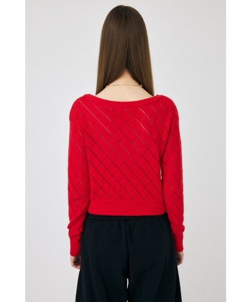 MOUSSY（マウジー）の「EYELET ニット カーディガン（カーディガン/ボレロ・レディース・オフホワイト/レッド/ダークネイビー・FREE）」の22枚目の写真