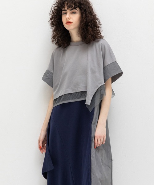 AULA AILA（アウラアイラ）の「アシンメトリータフタコンビネーションワンピース（ワンピース・レディース・グレー/ブラック/オフホワイト・0）」の12枚目の写真