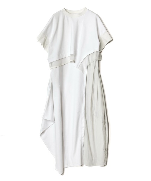 AULA AILA（アウラアイラ）の「アシンメトリータフタコンビネーションワンピース（ワンピース・レディース・グレー/ブラック/オフホワイト・0）」の5枚目の写真