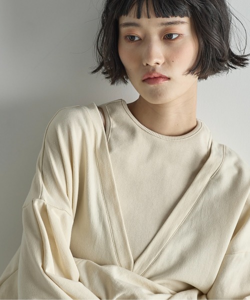 THE YOn（ザヨン）の「フェイクレイヤードライトオンスミニ裏毛プルオーバー（Tシャツ/カットソー・レディース・オートミール/ピンク/クリーム・FREE）」の21枚目の写真