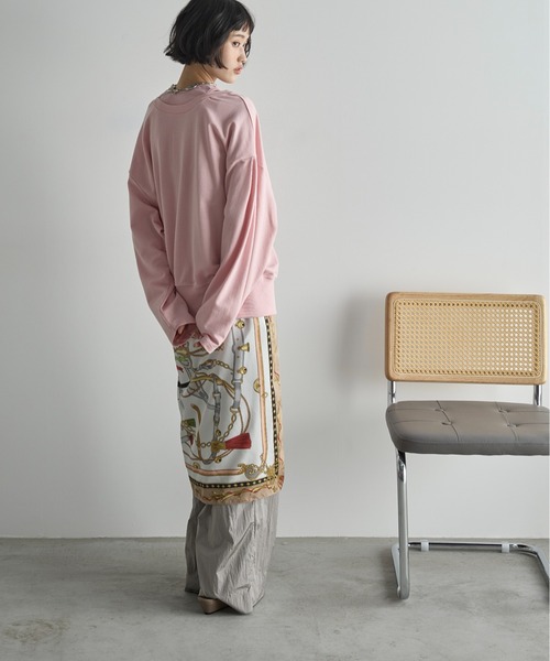 THE YOn（ザヨン）の「フェイクレイヤードライトオンスミニ裏毛プルオーバー（Tシャツ/カットソー・レディース・オートミール/ピンク/クリーム・FREE）」の6枚目の写真