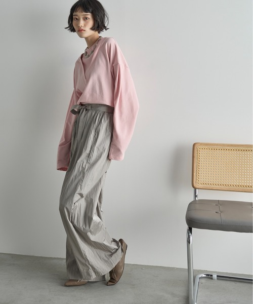 THE YOn（ザヨン）の「フェイクレイヤードライトオンスミニ裏毛プルオーバー（Tシャツ/カットソー・レディース・オートミール/ピンク/クリーム・FREE）」の10枚目の写真