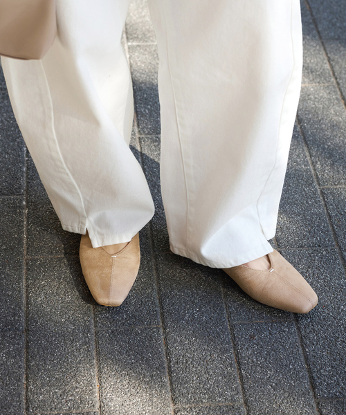 B.C STOCK（ベーセーストック）の「スクエアスリッポンバレエシューズ（バレエシューズ・レディース・ブラック/ブルー/ベージュ/ホワイト・LARGE/MEDIUM/SMALL）」の3枚目の写真