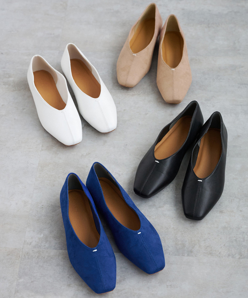 B.C STOCK（ベーセーストック）の「スクエアスリッポンバレエシューズ（バレエシューズ・レディース・ブラック/ブルー/ベージュ/ホワイト・LARGE/MEDIUM/SMALL）」の5枚目の写真