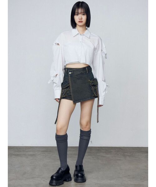 EMODA(エモダ)の「シアースイッチングハイソックス(ソックス/靴下・レディース・アイボリー/グレー・FREE)」の10枚目の写真