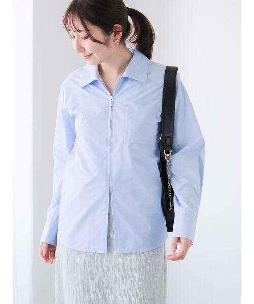 Te chichi TERRASSE(テチチテラス)の「ジップアップシャツ《2025spring catalog item》(シャツ/ブラウス・レディース・オフホワイト/サックスブルー/ピンク・F)」の2枚目の写真