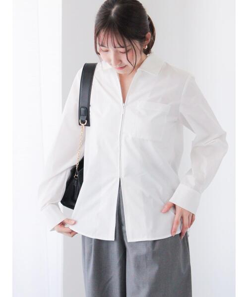 Te chichi TERRASSE(テチチテラス)の「ジップアップシャツ《2025spring catalog item》(シャツ/ブラウス・レディース・オフホワイト/サックスブルー/ピンク・F)」の5枚目の写真