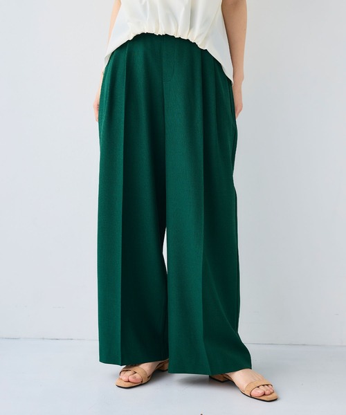 CROSS FUNCTION（クロスファンクション）の「《シワになりにくい》エブ楽 リネンライクセンタープレスイージーワイドパンツ【CF/クロスファンクション】（スラックス・レディース・モカ/チャコールグレー/ブラック/ダークグリーン・LL/L/M）」の4枚目の写真