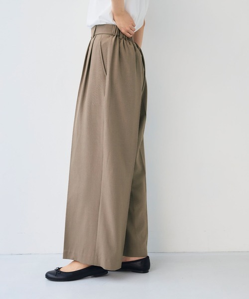 CROSS FUNCTION（クロスファンクション）の「《シワになりにくい》エブ楽 リネンライクセンタープレスイージーワイドパンツ【CF/クロスファンクション】（スラックス・レディース・モカ/チャコールグレー/ブラック/ダークグリーン・LL/L/M）」の6枚目の写真