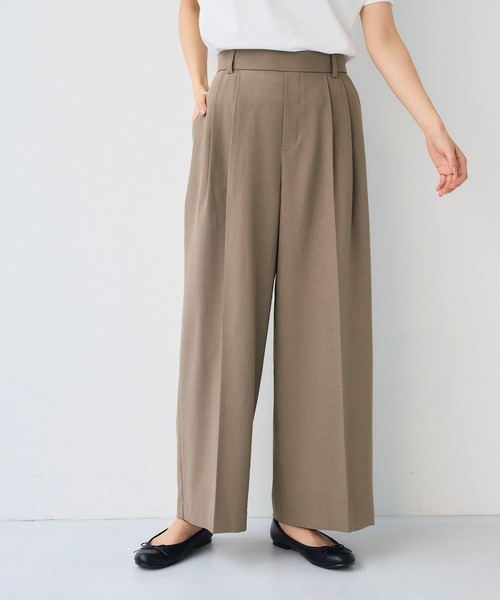 CROSS FUNCTION（クロスファンクション）の「《シワになりにくい》エブ楽 リネンライクセンタープレスイージーワイドパンツ【CF/クロスファンクション】（スラックス・レディース・モカ/チャコールグレー/ブラック/ダークグリーン・LL/L/M）」の5枚目の写真