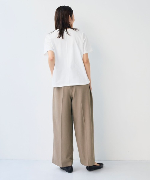 CROSS FUNCTION（クロスファンクション）の「《シワになりにくい》エブ楽 リネンライクセンタープレスイージーワイドパンツ【CF/クロスファンクション】（スラックス・レディース・モカ/チャコールグレー/ブラック/ダークグリーン・LL/L/M）」の13枚目の写真