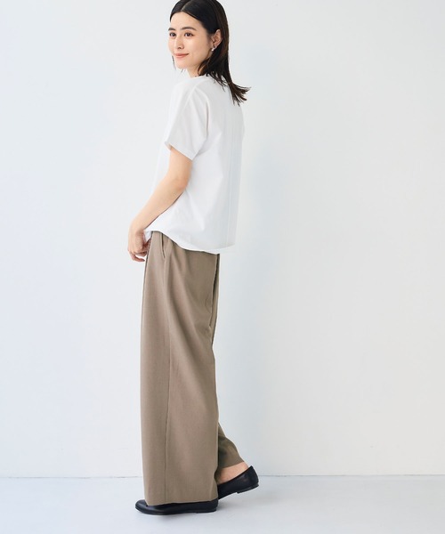 CROSS FUNCTION（クロスファンクション）の「《シワになりにくい》エブ楽 リネンライクセンタープレスイージーワイドパンツ【CF/クロスファンクション】（スラックス・レディース・モカ/チャコールグレー/ブラック/ダークグリーン・LL/L/M）」の12枚目の写真