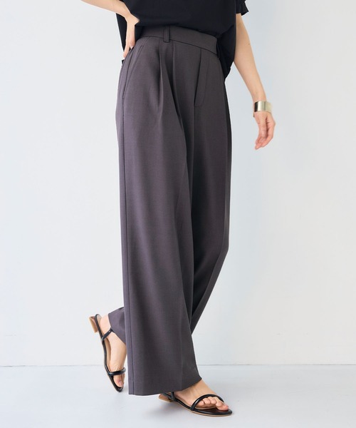 CROSS FUNCTION（クロスファンクション）の「《シワになりにくい》エブ楽 リネンライクセンタープレスイージーワイドパンツ【CF/クロスファンクション】（スラックス・レディース・モカ/チャコールグレー/ブラック/ダークグリーン・LL/L/M）」の15枚目の写真