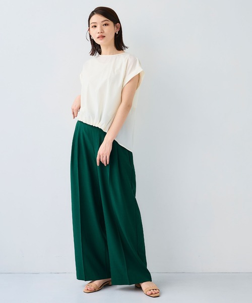 CROSS FUNCTION（クロスファンクション）の「《シワになりにくい》エブ楽 リネンライクセンタープレスイージーワイドパンツ【CF/クロスファンクション】（スラックス・レディース・モカ/チャコールグレー/ブラック/ダークグリーン・LL/L/M）」の20枚目の写真