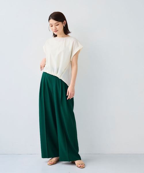 CROSS FUNCTION（クロスファンクション）の「《シワになりにくい》エブ楽 リネンライクセンタープレスイージーワイドパンツ【CF/クロスファンクション】（スラックス・レディース・モカ/チャコールグレー/ブラック/ダークグリーン・LL/L/M）」の21枚目の写真