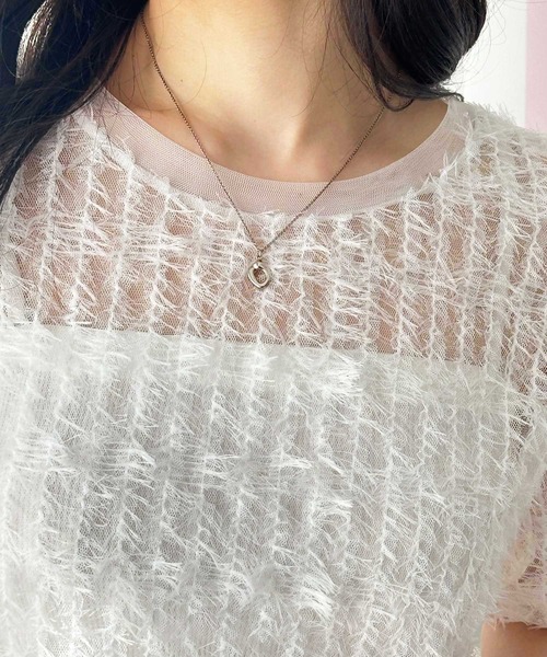 GeeRA（ジーラ）の「夏コーデに活躍！フェザーチュールシアーＴシャツ（Tシャツ/カットソー・レディース・オフホワイト/ブラック・LARGE/X-LARGE/MEDIUM）」の7枚目の写真