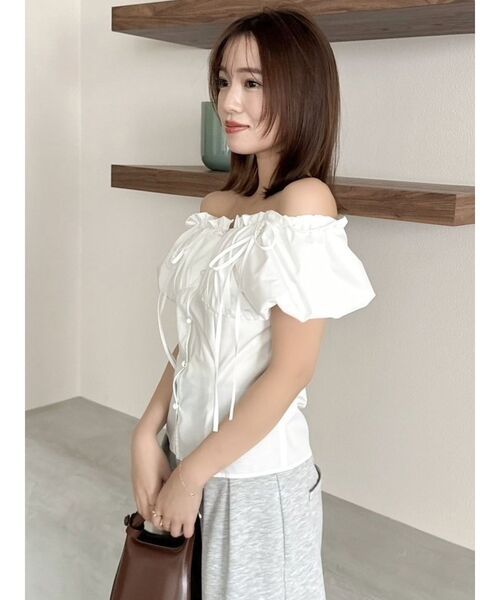 dazzlin（ダズリン）の「2WAYバルーンスリーブギャザーブラウス（シャツ/ブラウス・レディース・グリーン/オフホワイト/その他1/ブルー・FREE）」の10枚目の写真