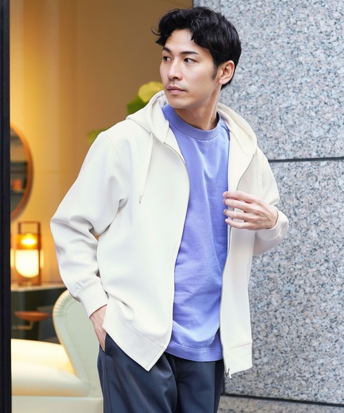 jiggys shop（ジギーズショップ）の「ダブルフェイスジップアップパーカー フーディー（パーカー・メンズ・ブラック/オフホワイト/ミックスグレー・LARGE/MEDIUM/X-LARGE）」の2枚目の写真