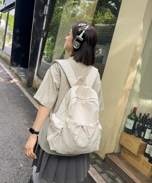 Mejoul（メジュール）の「ナイロンリボンバックパック（バックパック/リュック・レディース・ホワイト/ピンク/パープル/ベージュ/ブラック・F）」の7枚目の写真