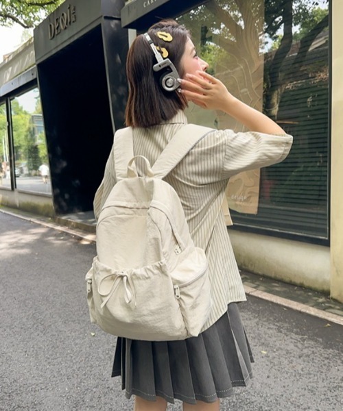 Mejoul（メジュール）の「ナイロンリボンバックパック（バックパック/リュック・レディース・ホワイト/ピンク/パープル/ベージュ/ブラック・F）」の6枚目の写真