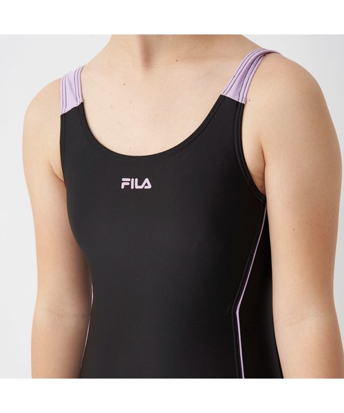 FILA(フィラ)の「FILA フィラ スクール水着 キュロットスカート 一体型 一部パット入れ口付き スポーティー 水泳 水着 120~160cm(水着・キッズ・ブラック/ブラック×ブルー/ブラック×パープル/ネイビー系1/ネイビー×ホワイト・120cm/150cm/160cm/130cm/140cm)」の11枚目の写真