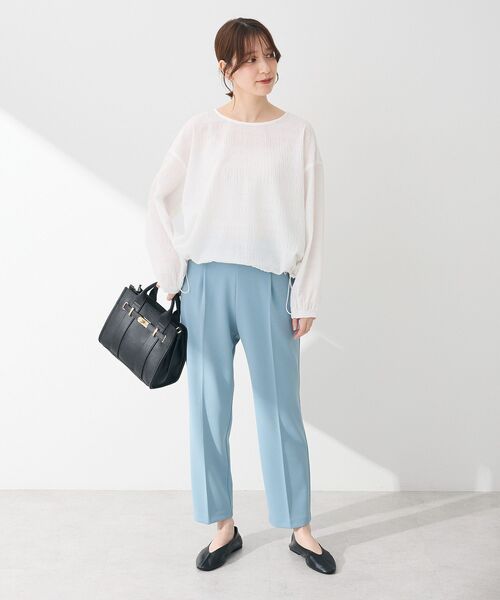 Green　Parks（グリーンパークス）の「きれいシルエットパンツ(テーパード)（スラックス・レディース・ホワイト系その他2/ブルー/ミント/ダークネイビー・M/L/S）」の11枚目の写真
