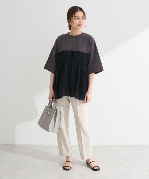 Green　Parks（グリーンパークス）の「きれいシルエットパンツ(テーパード)（スラックス・レディース・ホワイト系その他2/ブルー/ミント/ダークネイビー・M/L/S）」の18枚目の写真