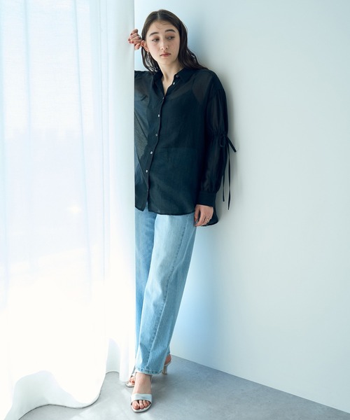 YECCA VECCA(イェッカヴェッカ)の「バックリボンシアーシャツ(シャツ/ブラウス・レディース・ブラック/ピンク/ライトグリーン・FREE)」の10枚目の写真