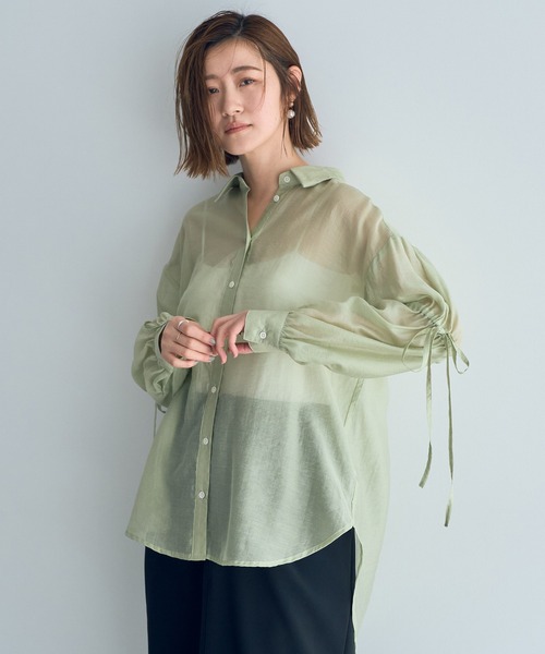 YECCA VECCA(イェッカヴェッカ)の「バックリボンシアーシャツ(シャツ/ブラウス・レディース・ブラック/ピンク/ライトグリーン・FREE)」の12枚目の写真