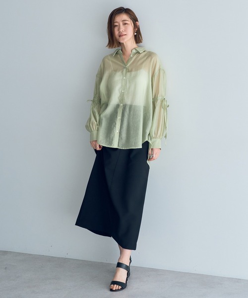 YECCA VECCA(イェッカヴェッカ)の「バックリボンシアーシャツ(シャツ/ブラウス・レディース・ブラック/ピンク/ライトグリーン・FREE)」の16枚目の写真