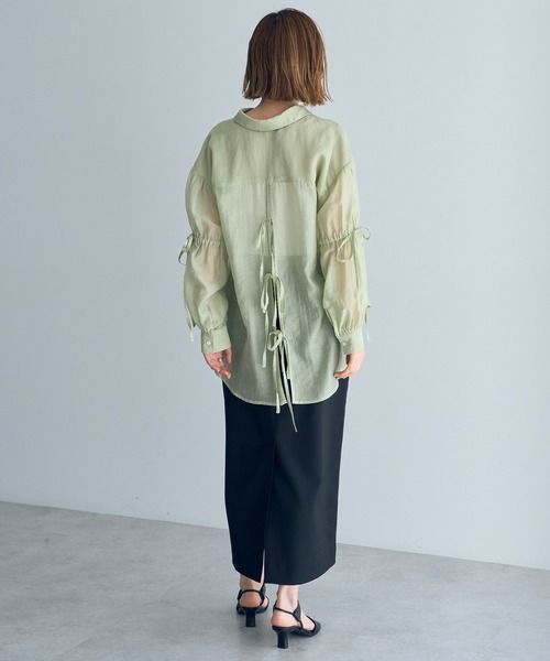 YECCA VECCA(イェッカヴェッカ)の「バックリボンシアーシャツ(シャツ/ブラウス・レディース・ブラック/ピンク/ライトグリーン・FREE)」の20枚目の写真