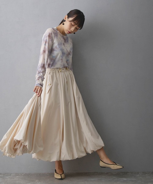 NICOLE white（ニコルホワイト）の「バルーンスカート（スカート・レディース・モカ/ブラック/オフホワイト・FREE）」の8枚目の写真