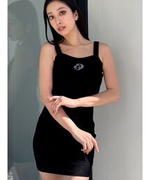 SLY   GOVIL ラインストーンワンピース 美品 SLY GOVIL ラインストーンチュニックワンピース 1 黒 a5232