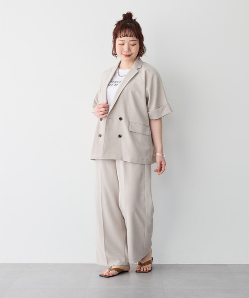 セール】【anyfee/プラスサイズ】リネン調ワイドパンツ