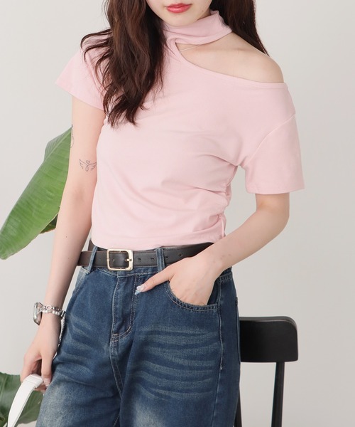 ROOPTOKYO(ループトウキョウ)の「Open-cut cropped gather tops/オープンカット クロップド ギャザートップス 秋物 秋服 2026年秋冬(Tシャツ/カットソー・レディース・ネイビー/ブラック/グレー/ホワイト/ブラウン/ピンク/ベージュ・FREE)」の7枚目の写真