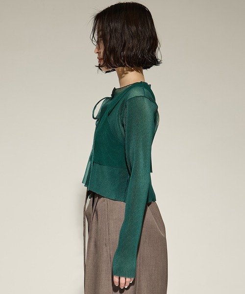 kotohayokozawa（コトハヨコザワ）の「【kotohayokozawa/コトハヨコザワ】SHEER LAYERED  CARDIGAN/シアーレイヤードカーディガン（カーディガン/ボレロ・レディース・ピンク/オリーブ/ブルー・FREE）」の12枚目の写真