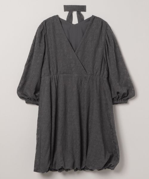 JEANASIS（ジーナシス）の「カシュクールバルーンタイワンピース/328176（ワンピース・レディース・チャコールグレー/ホワイト・FREE）」の3枚目の写真