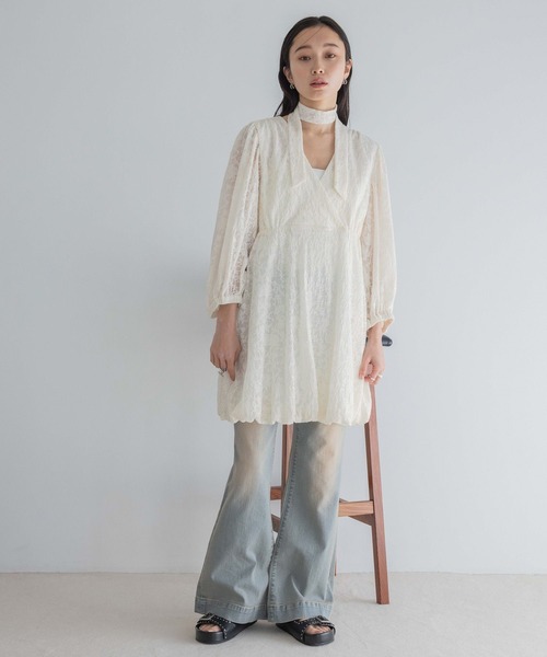 JEANASIS（ジーナシス）の「カシュクールバルーンタイワンピース/328176（ワンピース・レディース・チャコールグレー/ホワイト・FREE）」の15枚目の写真