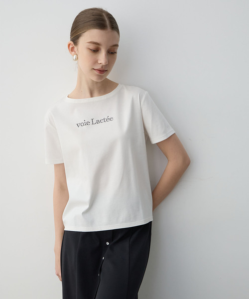 LE SOUK HOLIDAY(ルスークホリデー)の「【接触冷感】ラインストーンTシャツ(Tシャツ/カットソー・レディース・ブラック/オフホワイト/レッド/グリーン・M/L)」の6枚目の写真