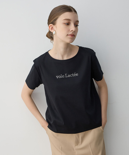 LE SOUK HOLIDAY(ルスークホリデー)の「【接触冷感】ラインストーンTシャツ(Tシャツ/カットソー・レディース・ブラック/オフホワイト/レッド/グリーン・M/L)」の3枚目の写真